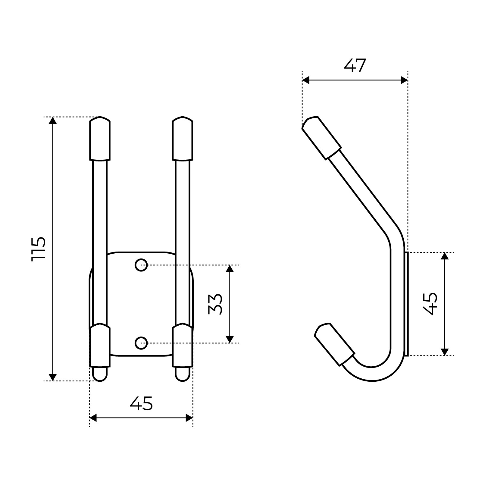 Киров Секрет крючок-вешалка двойной №2 черный (45)
