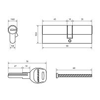 АЛЛЮР HD F 90-5К CP (40x50) хром перф.кл БЛИСТЕР Цилиндровый механизм (60,50,10)