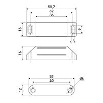 StahlBuro L-60 h-15 коричневый (4шт.) Магнит мебельный (160,10) StahlBuro L-60 h-15 коричневый (4шт.) Магнит мебельный (160,10)