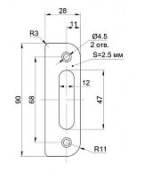Ответная планка 76609 к замкам Рязань ЗВ 8-8У/03 (60) Ответная планка 76609 к замкам Рязань ЗВ 8-8У/03 (60)