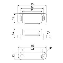 StahlBuro L-45 h-14 коричневый (4шт.) Магнит мебельный (160,10) StahlBuro L-45 h-14 коричневый (4шт.) Магнит мебельный (160,10)