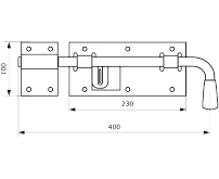 Засов Домарт гаражный с проушиной 400 мм мод.2 черный (5) 