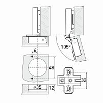 StahlBuro 362 А Slide-On 2шт., хром. Петля мебельная накладная (50) StahlBuro 362 А Slide-On 2шт., хром. Петля мебельная накладная (50)