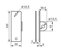 Домарт Проушина гаражная 50*150 (толщ.4мм) планка, крепеж черный d 15мм (10) Домарт Проушина гаражная 50*150 (толщ.4мм) планка, крепеж черный d 15мм (10)