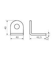 Домарт Проушина угловая 40*80  (толщ. 2.5 мм)  б/п  (100) 