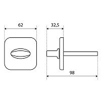 Поворотник БУЛАТ НДФ 04.08 ФОРТЕ матовый никель,квадрат 8х8 мм (10,100)