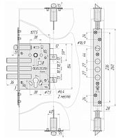 Крит ЗВ-7РМП-006-Хп противопожар.торц. защелки, б/о, м/о 85мм, арт.00049 Замок врезной тяж.(10)
