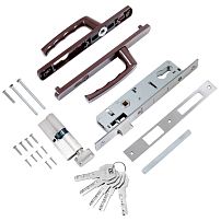 БУЛАТ ЗВ4-1В.25.01.8017 коричневый МЦ МАХ 80мм перф.ключ/верт.Замок для КАЛИТКИ врезной с ручкой