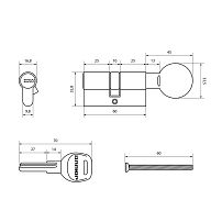АЛЛЮР HD FG 60-5К BP (30x30G) латунь перф.кл/верт БЛИСТЕР Цилиндровый механизм (60,50,10)