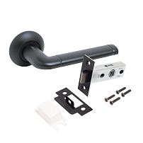 АЛЛЮР АРТ "ПОЛО" BL+L45-8 BL (15150/S45) матовый черный Комплект ручка и защелка (20) АЛЛЮР АРТ "ПОЛО" BL+L45-8 BL (15150/S45) матовый черный Комплект ручка и защелка (20)