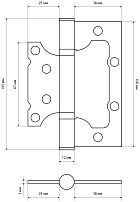 СТАНДАРТ 100x75х2мм 2BB AB КОРОБКА 2мм бронза Петля накладная без врезки 2 шт (50)