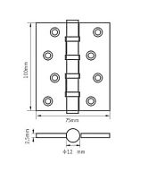 RENZ 100-4BB FH SB 4 подш мат латунь 100*75 Петля дверная 2 шт (50;1!!!)