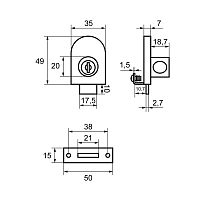СТАНДАРТ 806 на 1 стекло замок мебельный (200,10) СТАНДАРТ 806 на 1 стекло замок мебельный (200,10)