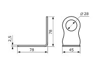 Домарт Проушина угловая 80*80*45 (черный) d 28мм (50)