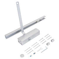 NOTEDO Доводчик дверной  DC-075 SL+HO SILVER со скользящей тягой, с фикс. до 60 кг (10)