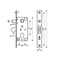 БУЛАТ ЗВ4-1К.40.72.22.04 хром 40мм под ц/м, м/о 72 мм Замок врезной ДЛЯ ОТКАТНЫХ ВОРОТ б/руч (20)