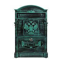 Ящик почтовый АЛЛЮР №4011В "Герб" зеленая патина (5)