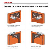 АЛЛЮР Доводчик дверной COMFORT(КОМФОРТ) ДД 188/3-5 A-S (до130 кг) серебро RAL9006, морозостойкий(10)