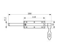 Засов Домарт воротный  (110) 250мм с накладкой цинк d-13мм (10) 