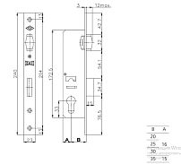 KALE 155 20mm W/B никель с/накл. б/мех.секр. Замок врезной б/руч (30)
