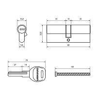АЛЛЮР HD F 80-5К CP (40x40) хром перф.кл Цилиндровый механизм (50,10)