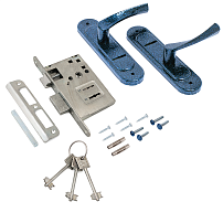 Птимаш ЗВ9-4.07 с пружиной синий муар Замок врезной с/руч (10) Птимаш ЗВ9-4.07 с пружиной синий муар Замок врезной с/руч (10)