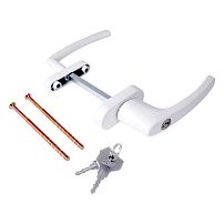 Ручка балконная с кл. белая двухстор.узкая/обычная, алюмин. NOVOLINE OPTIMA  9016 белая (40) (30)