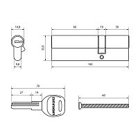 АЛЛЮР HD F 100-5К BP[30x10x60] (35x65) латунь перф.кл БЛИСТЕР Цилиндровый механизм (60,50,10)