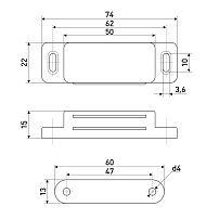 StahlBuro L-74 h-15 белый (4шт.) Магнит мебельный (80,5) StahlBuro L-74 h-15 белый (4шт.) Магнит мебельный (80,5)