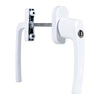 Ручка балконная с кл.+ кнопка белая двухстор.узкая/обычная, алюмин. NOVOLINE OPTIMA  9016 белая (40)