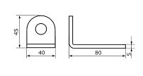 Домарт Проушина усиленная угловая 80*45*40  (толщ. 5мм)  б/п  d 15мм (50)