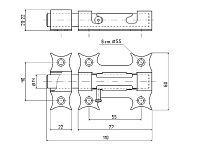 С-Пб Засов накладной оригинальный с  круг.ригелем медь (40)