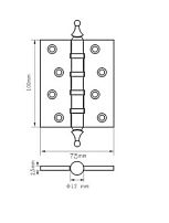 RENZ 100-4BB СH АВ 4 подш коронка антик бронза 100*75 Петля дверная 2 шт (50;1!!!)