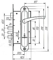 Д-град Зенит ЗВ9-6-01 Медь, сувальдный,  ЗЩ б/о  м/о 85 Замок врезной с/руч (10)