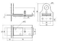 С-Пб Засов накладной универсал. с проуш. с плоск. ригелем медь (35)