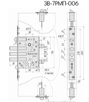 Крит ЗВ-7РМ-006-Хп торц.защелки, б/о, без ЦМ, м/о 85мм, арт.00035  Замок врезной тяж.(10)