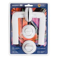 АЛЛЮР АРТ "ПОЛО" W+L7050S W+BK-R1 W(15110/S7050) матовый белый Комплект ручка и защелка с фикс. (20)