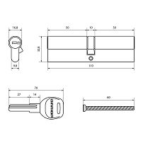 АЛЛЮР HD F 110-5К CP (55x55) хром перф.кл БЛИСТЕР Цилиндровый механизм (60,50,10)