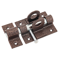 С-Пб Засов накладной с проуш.с круг. ригелем медь (25) С-Пб Засов накладной с проуш.с круг. ригелем медь (25)