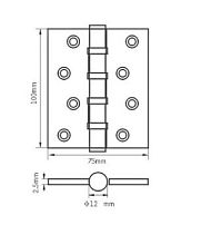 RENZ 100-4BB FH W 4 подш белый 100*75 Петля дверная 2 шт (50;1!!!) НОВИНКА