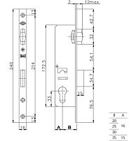 KALE 155/P 20mm W/B никель б/мех.секр Замок врезной б/руч (30)