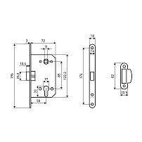 АЛЛЮР АРТ 5300-P CP хром без ц/м  Замок врезной (40)