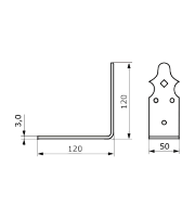 Домарт Уголок крепежный 120х120х50 кованый СУЗДАЛЬ черный (10) 