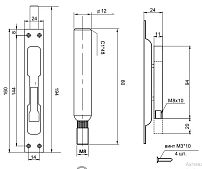 Апекс FB-04-160-ZN (with DB) с ригелем цинк Шпингалет врезной (120,20)