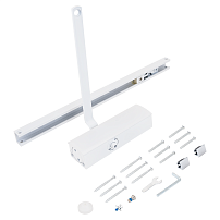 NOTEDO Доводчик дверной  DC-075 SL+HO WHITE со скользящей тягой, с фикс. до 60 кг (10)