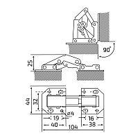 StahlBuro 104*44 (большая) А-8 (8-шарнирная) 2шт., хром. Петля мебельная без врезки (50)