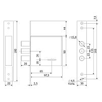 Гардиан 30.01 ДЛИН.КЛ (ЗК.301-02/116мм) 4кл б/о без/накл Замок врезной б/руч (20)